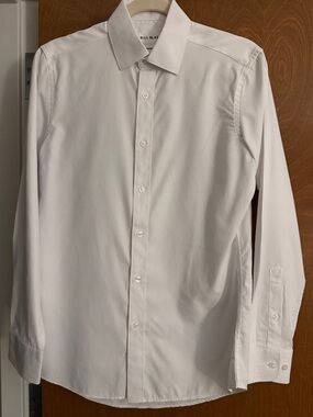 bill blass White Textured Point-Collar Dress Shirt